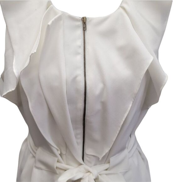 Ark & Co Classy Off-White Fully Lined Belted Dress - Picture 11 of 12